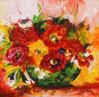 Samina Mumtaz, 18 x 18, Acrylic on Canvas, Floral Painting, AC-SMU-005